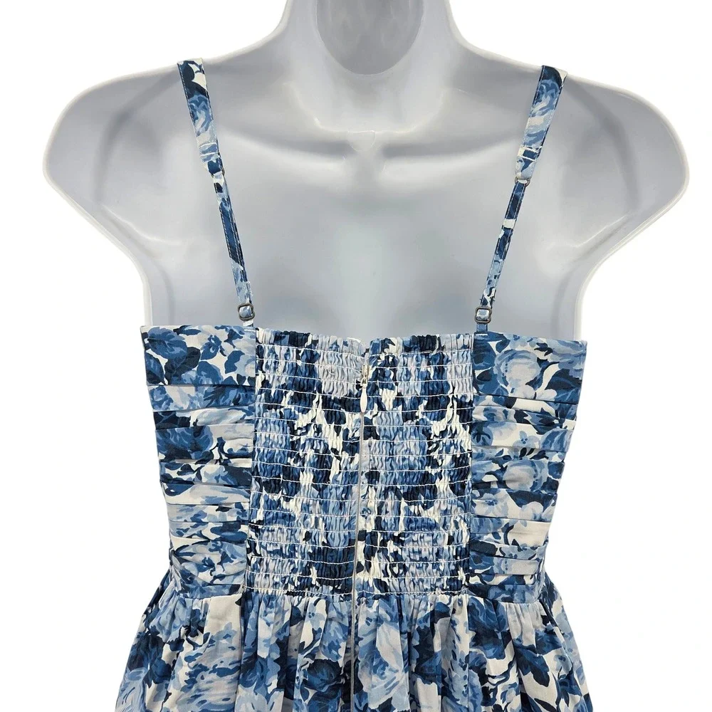 Abercrombie & Fitch Emerson Poplin Midi Dress Blue Floral SP Cottagecore